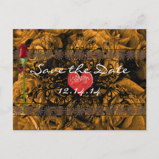 Sepia Old Time Roses Under the Calming Waves Announcement Postcard