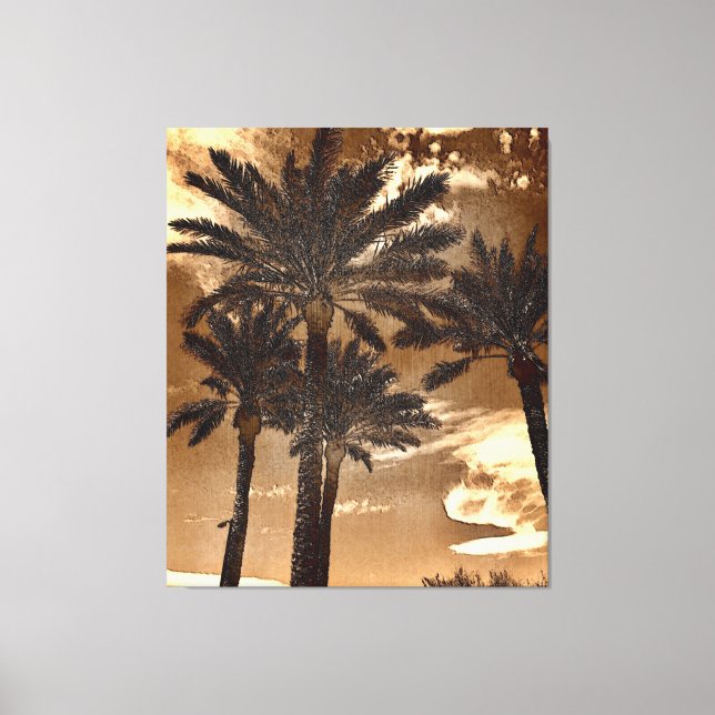 Sepia Palm Trees Canvas Print (Front)