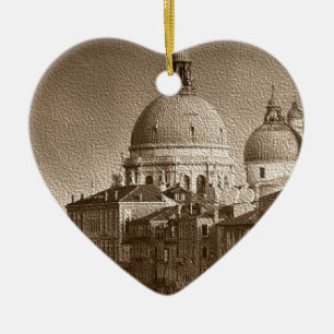 Sepia Paper Effect Venice Grand Canal Ceramic Ornament