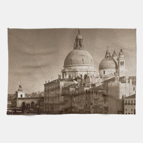 Sepia Paper Effect Venice Grand Canal Kitchen Towel
