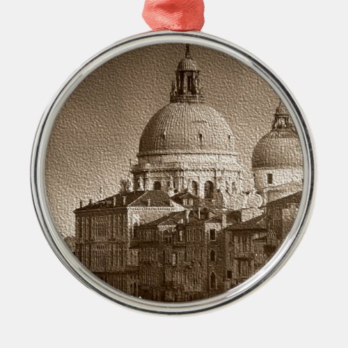 Sepia Paper Effect Venice Grand Canal Metal Ornament