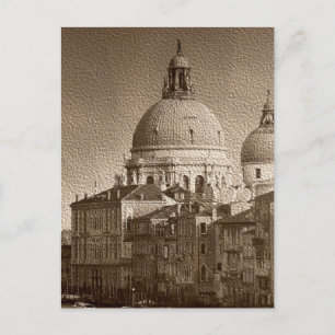 Sepia Paper Effect Venice Grand Canal Postcard