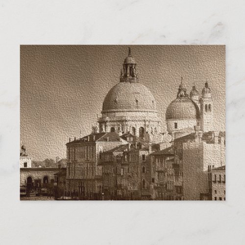 Sepia Paper Effect Venice Grand Canal Postcard