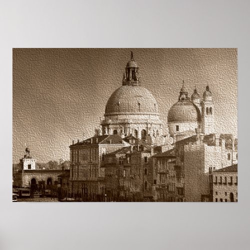 Sepia Paper Effect Venice Grand Canal Poster