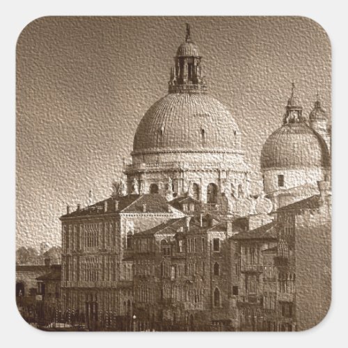 Sepia Paper Effect Venice Grand Canal Square Sticker