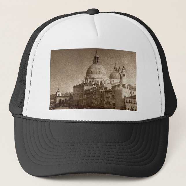 Sepia Paper Effect Venice Grand Canal Trucker Hat (Front)
