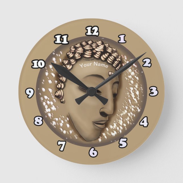 Sepia Peace Buddha Clock (Front)