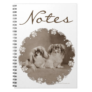 Sepia Pekingese Portrait Notebook