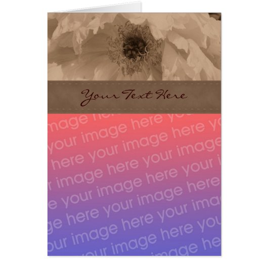 Sepia Peony Flower Photo Card (Front)