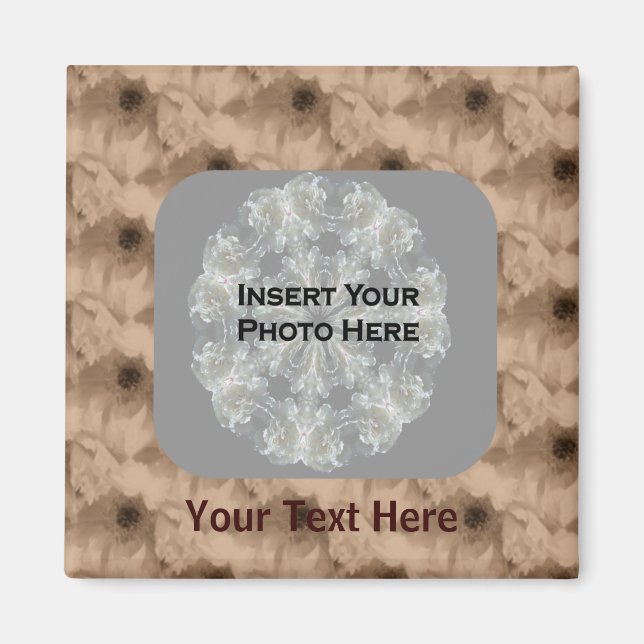 Sepia Peony Flowers Photo Magnet (Front)
