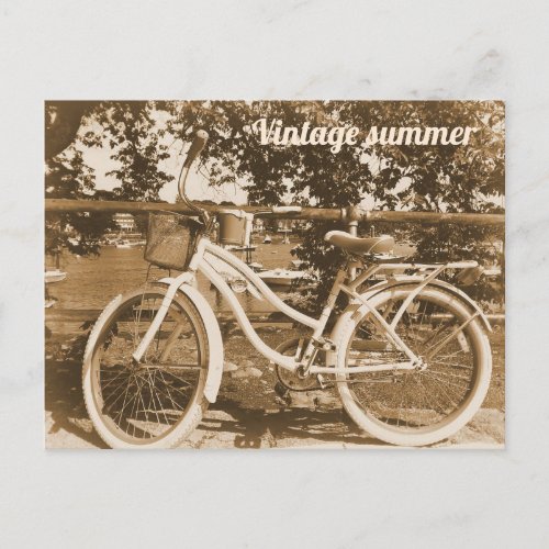 Sepia Photo of Bicycle on Postcard