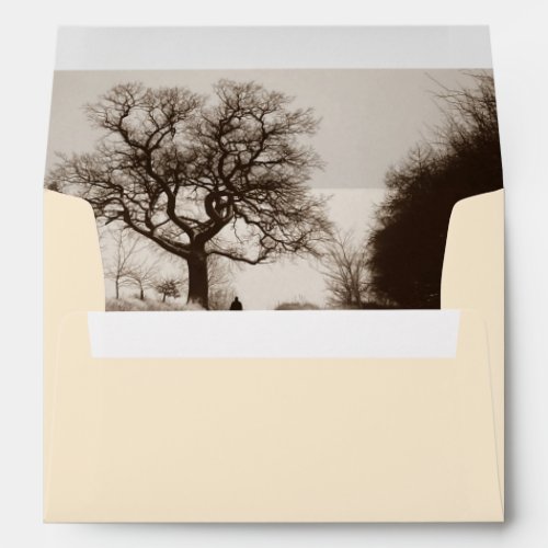 sepia photo of trees in winter snow scene envelope