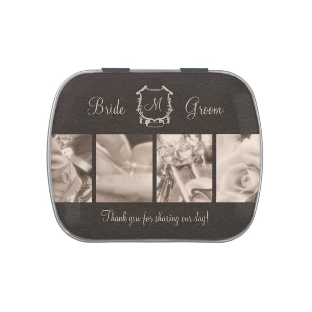 Sepia Photos Biker Wedding Favor Candy Tin (Top)