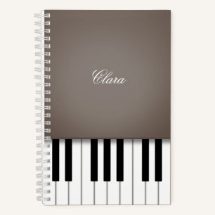 Sepia Piano Music Keyboard Personalized Notebook