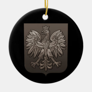 Sepia Polish Eagle Shield Ceramic Ornament