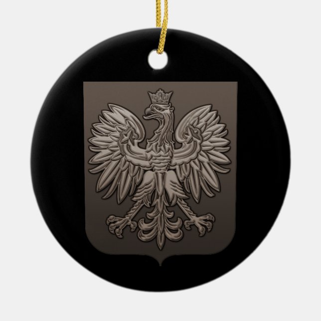 Sepia Polish Eagle Shield Ceramic Ornament (Front)