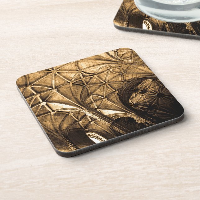 Sepia Portuguese Ceiling Beverage Coaster (Left Side)