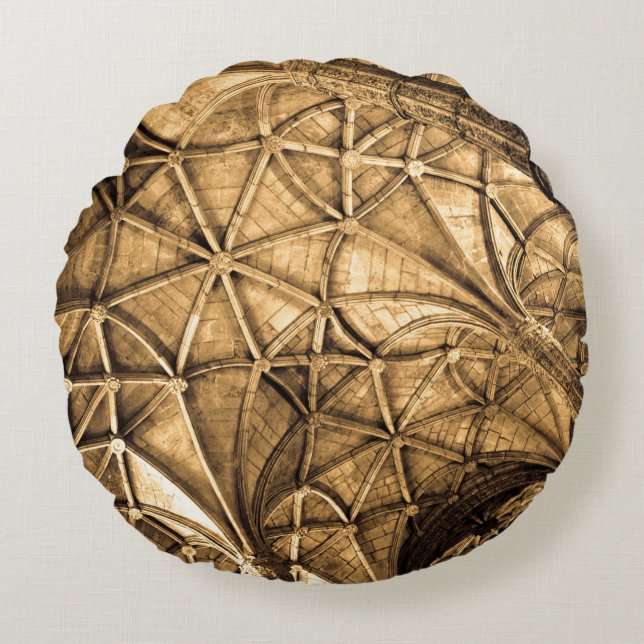 Sepia Portuguese Ceiling Round Pillow (Front)