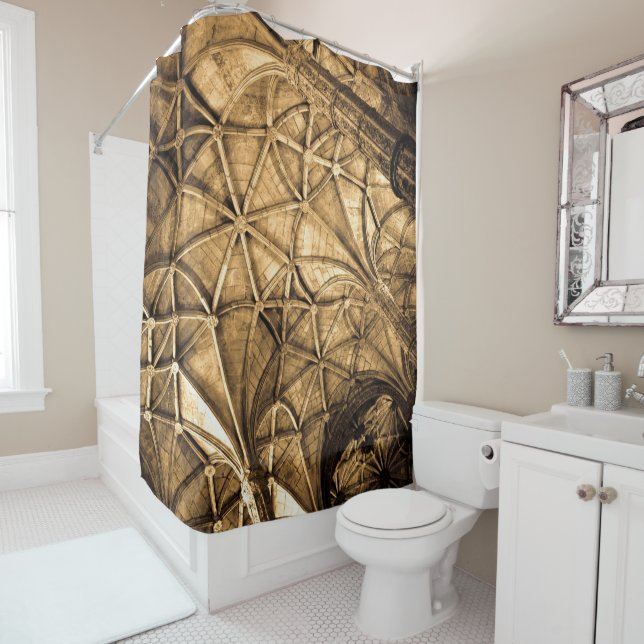Sepia Portuguese Ceiling Shower Curtain (In Situ)