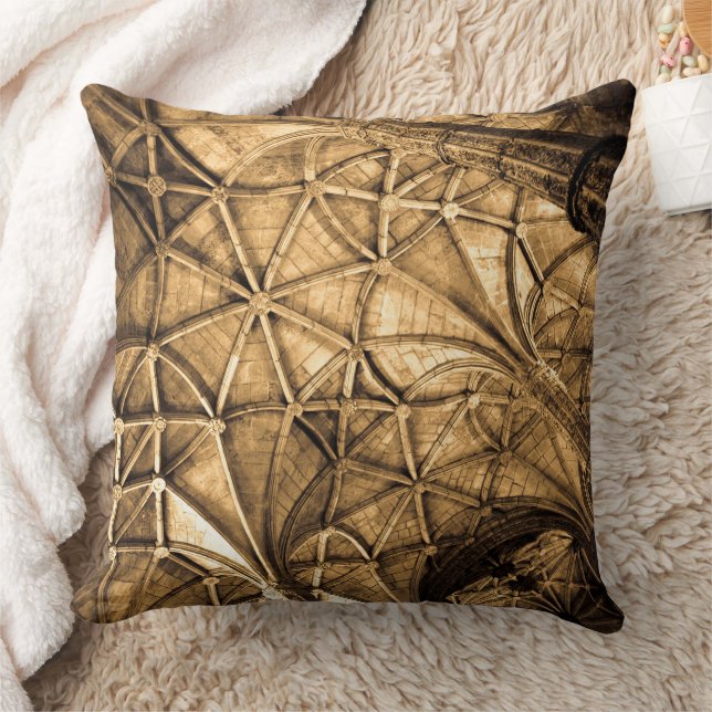 Sepia Portuguese Ceiling Throw Pillow (Blanket)