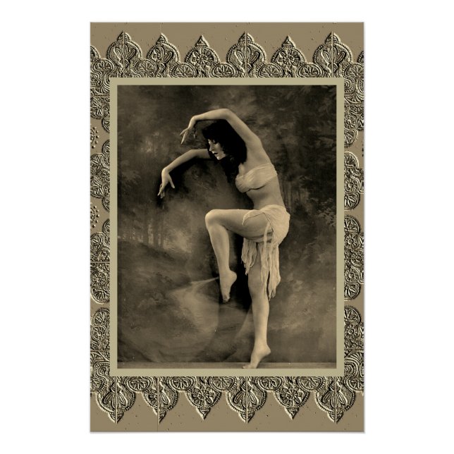 Sepia Poster with Vintage Dancer Kyra (Front)