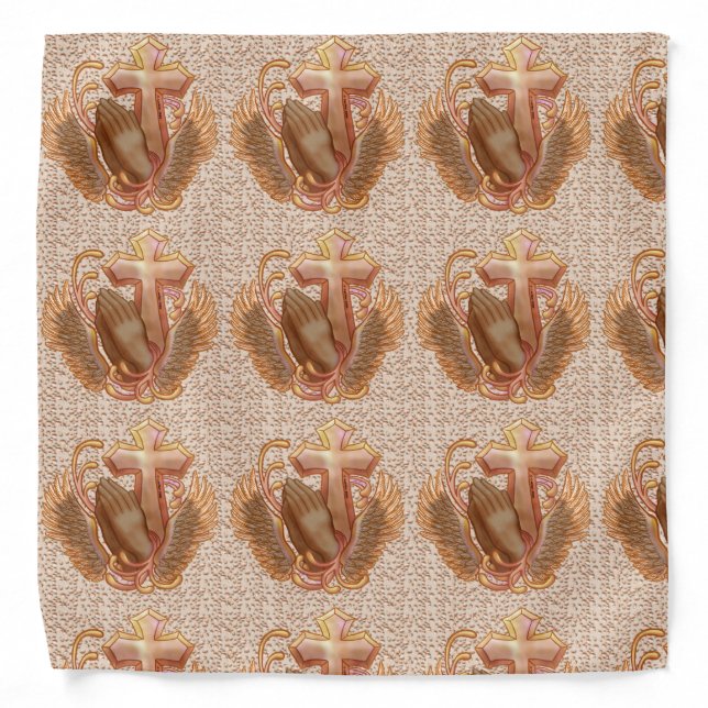 Sepia Prayer Hands Christian  Bandana (Front)