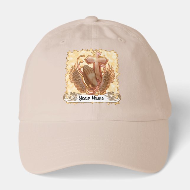 Sepia Prayer Hands Christian  hat (Front)