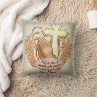 Sepia  Prayer Hands Christian pillow