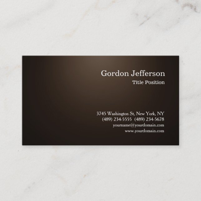 Sepia Professional Simple Modern Plain Business Card (Front)