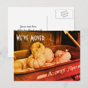 Sepia Pumpkins New Address Postcard