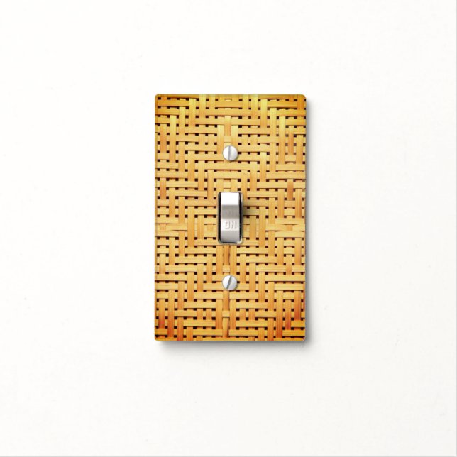 Sepia Rattan Weave Light Switch Cover (In Situ)