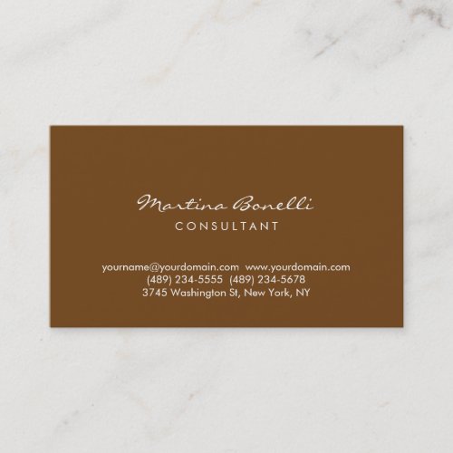 Sepia Reddish Brown Minimalist Business Card