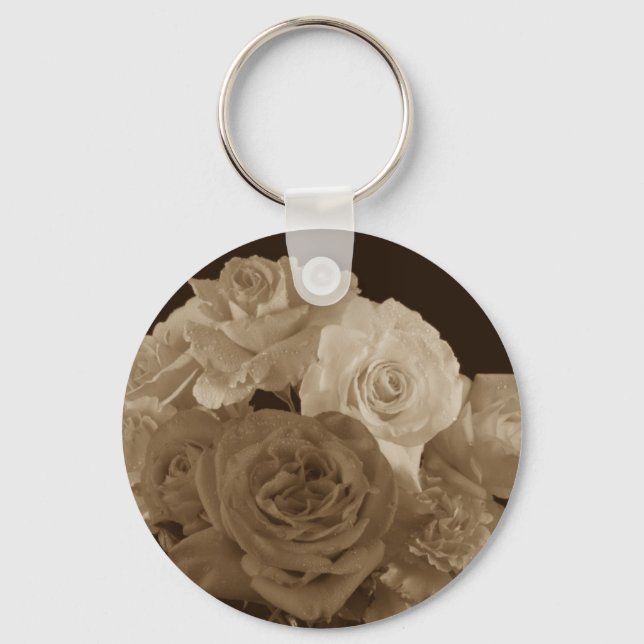 Sepia Rose Bouquet Keychain (Front)
