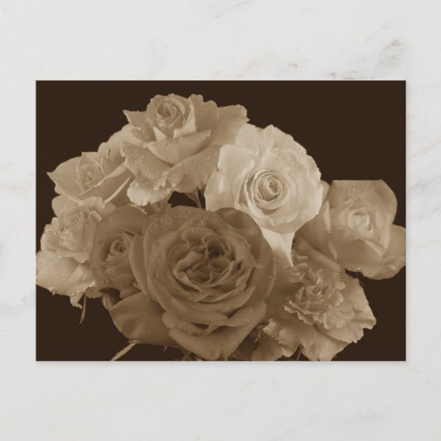 Sepia Rose Bouquet Postcard (Front)