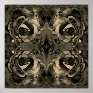 Sepia Rose Flower In Bloom Abstract Vintage Poster