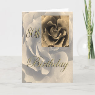 Sepia Rose Happy 80th Birthday Card