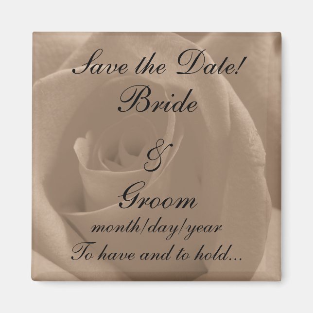 Sepia Rose Save the Date! Magnet (Front)