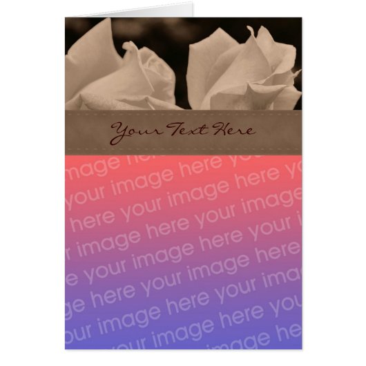 Sepia Rosebuds Floral Photo Card (Front)