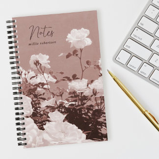 Sepia Roses Floral Garden Custom Spiral Notebook