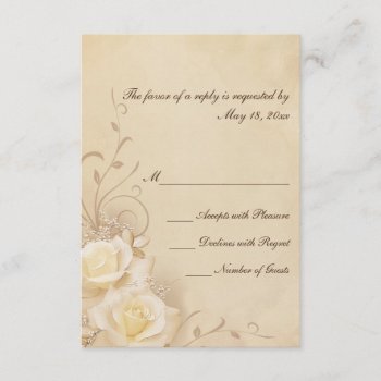 Sepia Roses Rsvp Cards by AJsGraphics at Zazzle