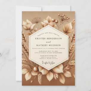 Sepia Rustic Harvest Wedding Invitation