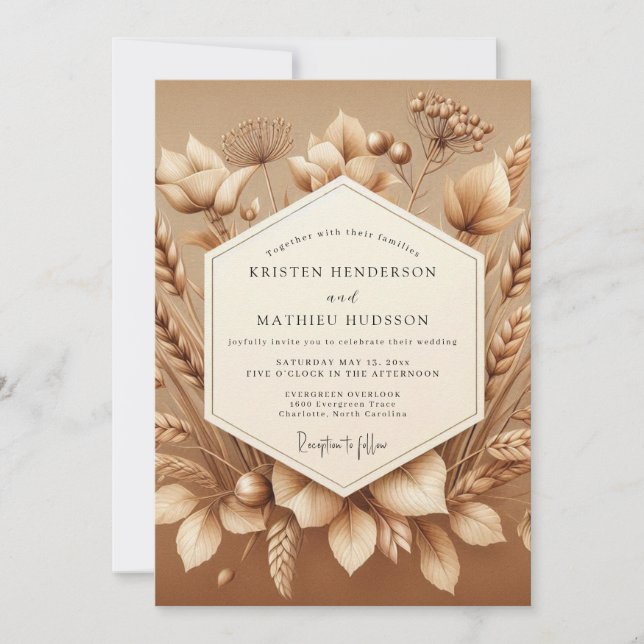 Sepia Rustic Harvest Wedding Invitation (Front)