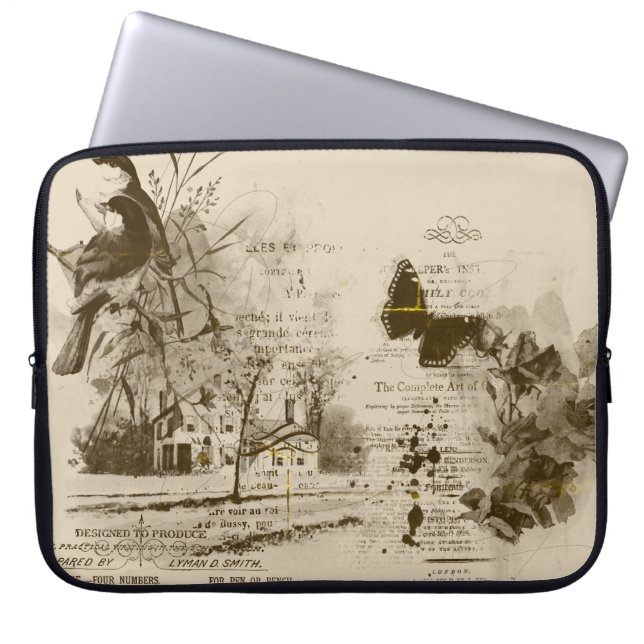 Sepia Scenic Collage Laptop Sleeve (Front)