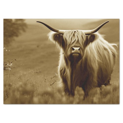 Sepia Scottish Highland Tissue Paper