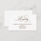 Sepia Script Wedding Registry Information Card (Front/Back)