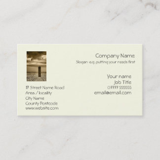 Sepia Seashore Pillar on pebbled beach Business Card