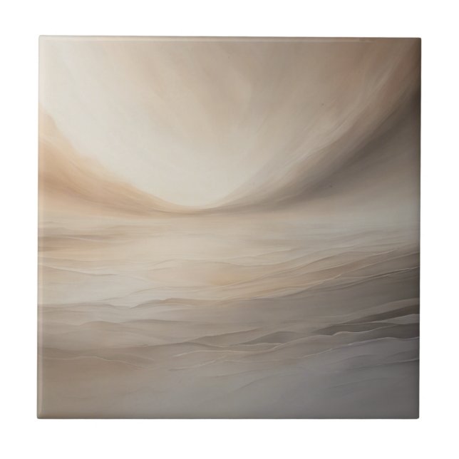 Sepia Serenity: Tranquil Tones Ceramic Tile (Front)