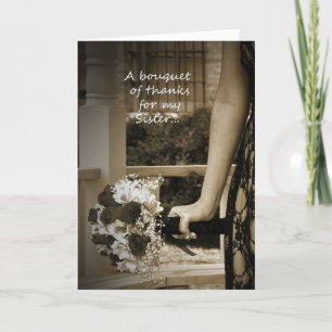 Sepia Sister "Maid of Honor" Bouquet Thank You Card