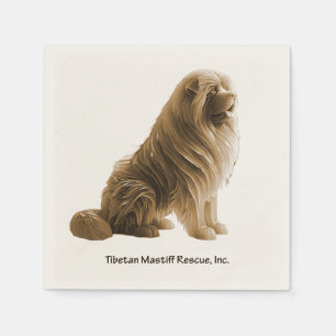 Sepia Sitting Tibetan Mastiff Rescue knapkin Napkins