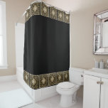 Sepia Spanish Tiles with Black Background Shower Curtain
